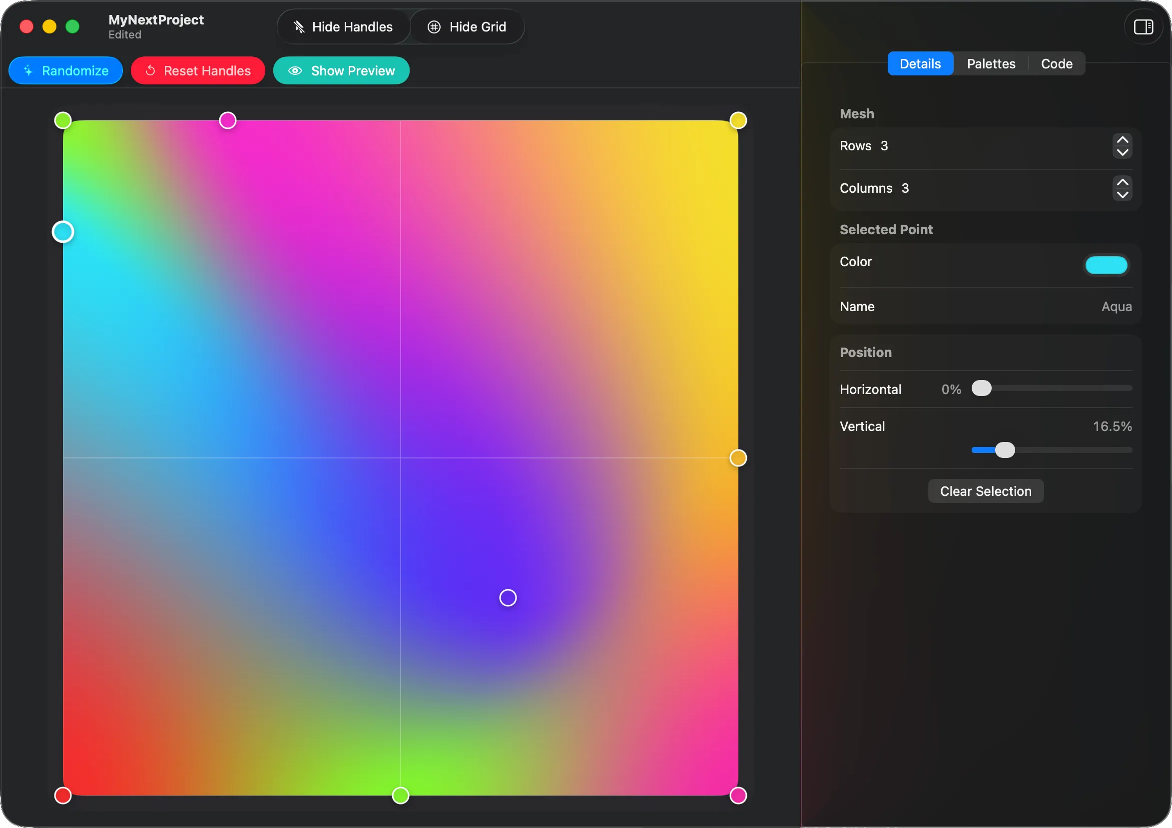 Mesh Gradient Creator design canvas screenshot